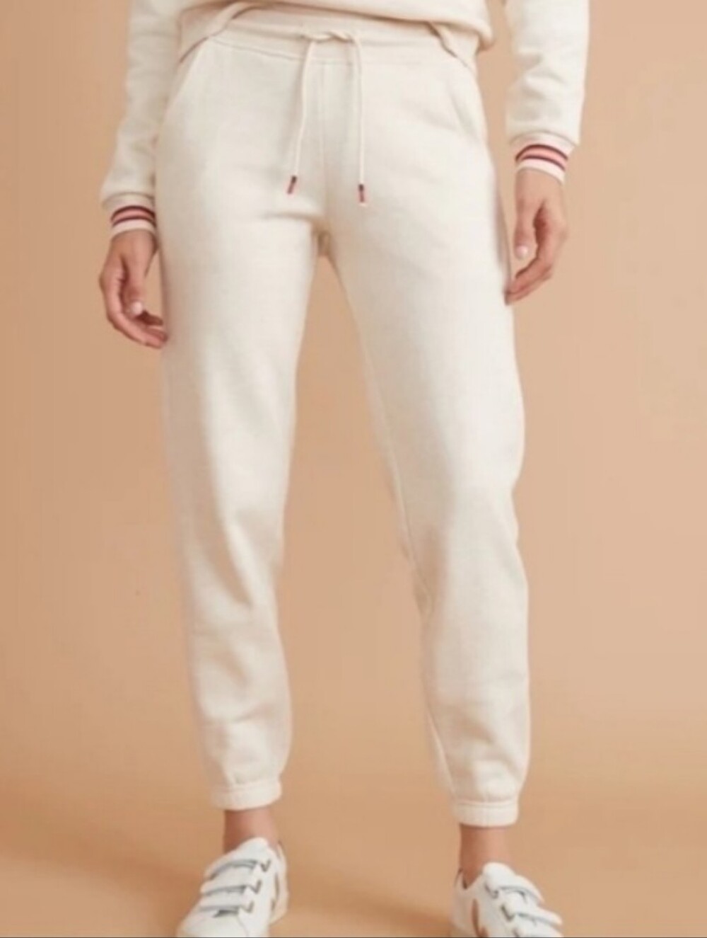 Marine Layer Women's Joggers Sweatpants Classic Cotton Blend Cream Oatmeal S